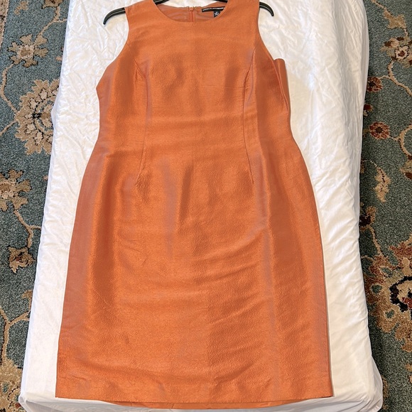 Ellen Tracy Silk Dress Size 12 Copper Colored Brown Zip Back Lined Gently Worn - Picture 8 of 8